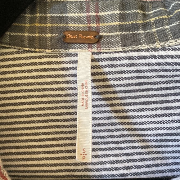 Free People Distressed Patchwork Flannel button down size small - Picture 4 of 5